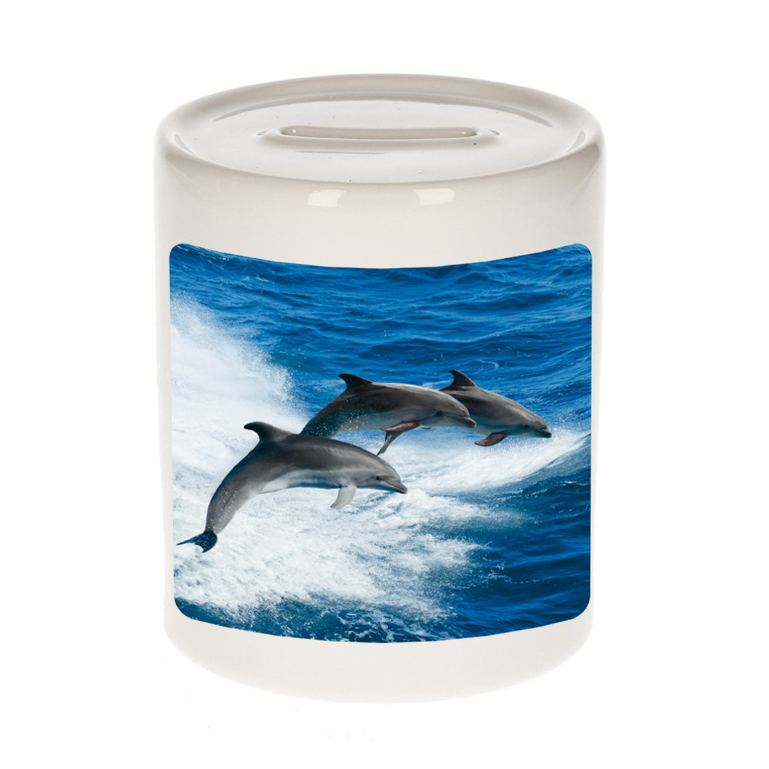 Dieren foto spaarpot dolfijn groep 9 cm dolfijnen spaarpotten jongens en meisjes