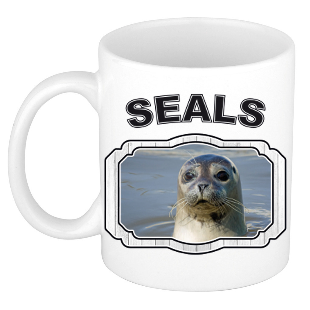 Dieren grijze zeehond beker seals- zeehonden mok wit 300 ml