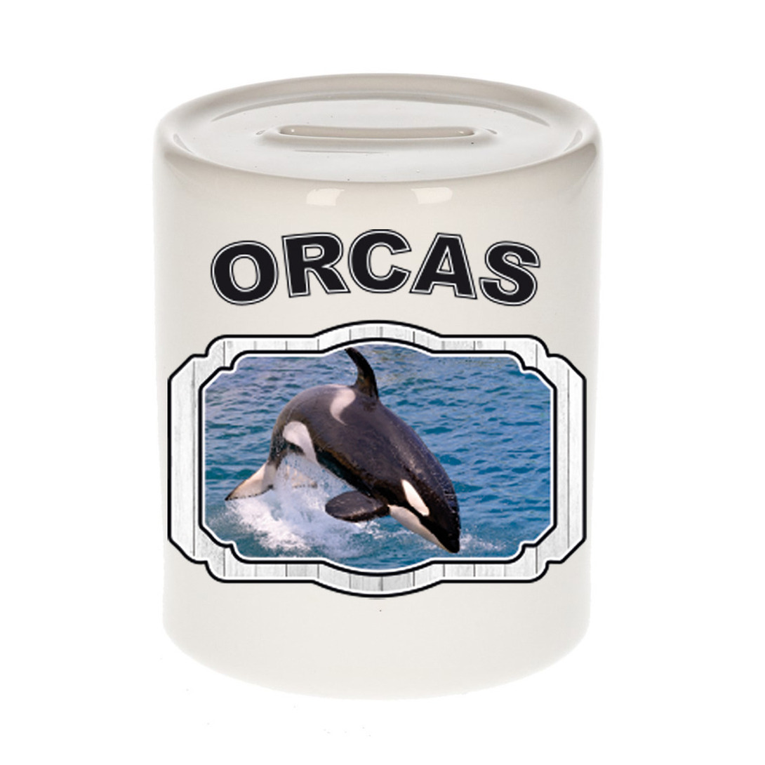 Dieren grote orka spaarpot orcas- orka walvissen spaarpotten kinderen 9 cm