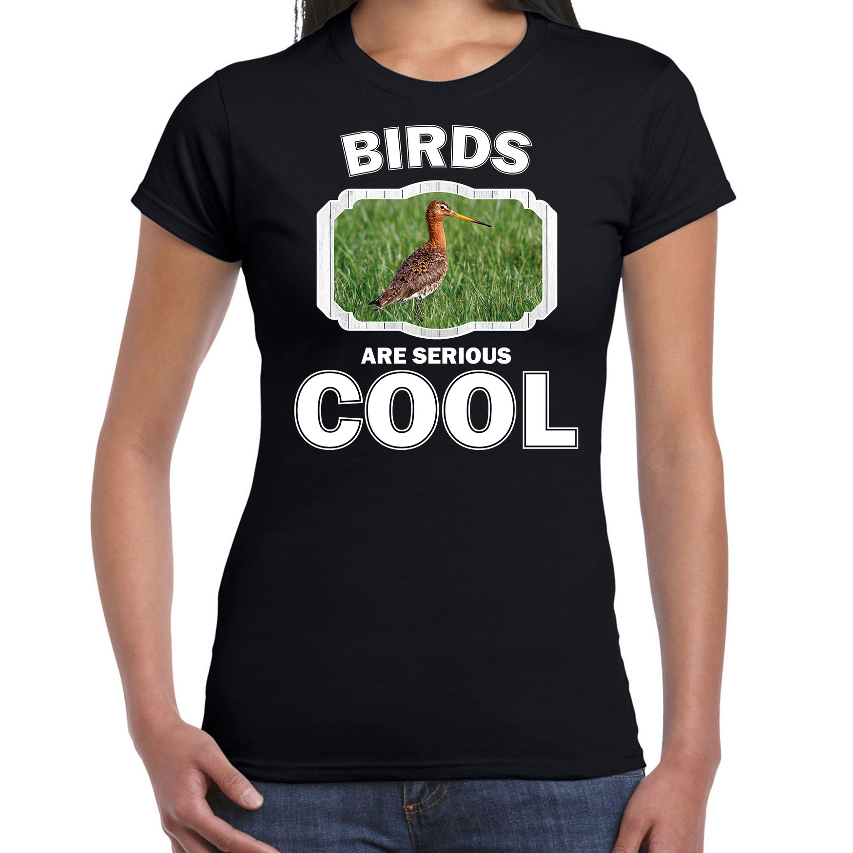 Dieren grutto vogel t-shirt zwart dames birds are cool shirt