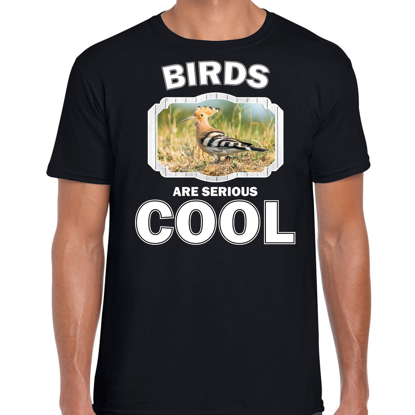 Dieren hop vogel t-shirt zwart heren birds are cool shirt