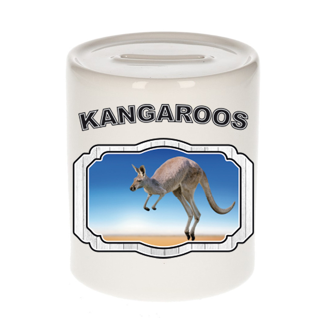 Dieren kangoeroe spaarpot kangaroos- kangoeroes spaarpotten kinderen 9 cm