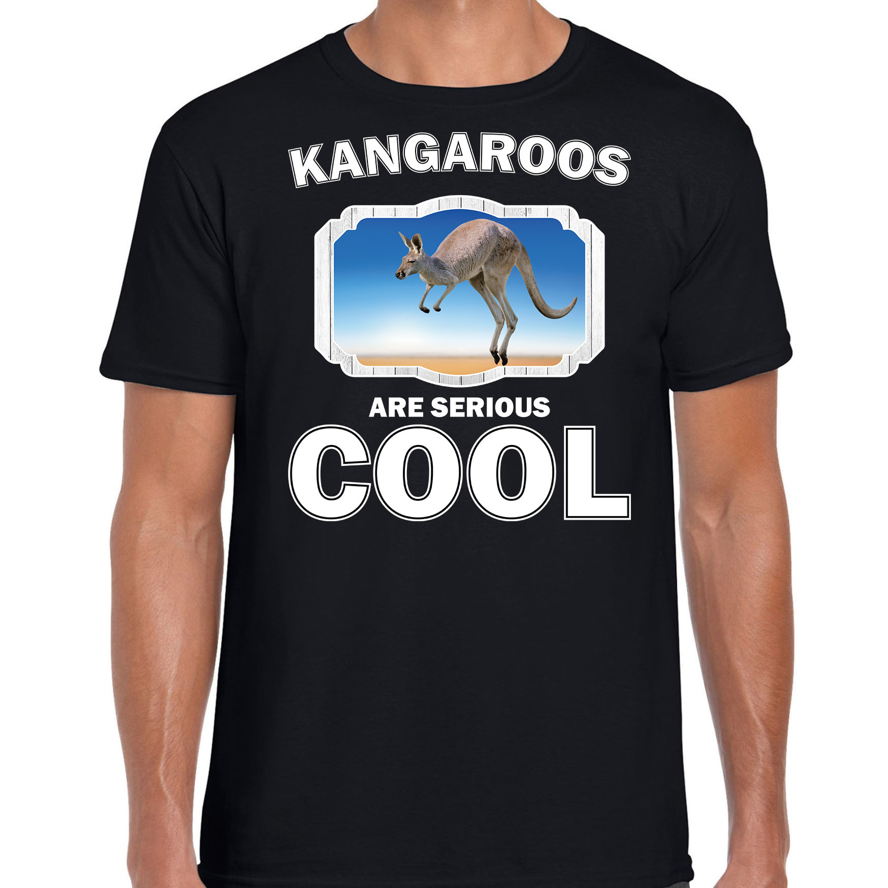 Dieren kangoeroe t-shirt zwart heren kangaroos are cool shirt
