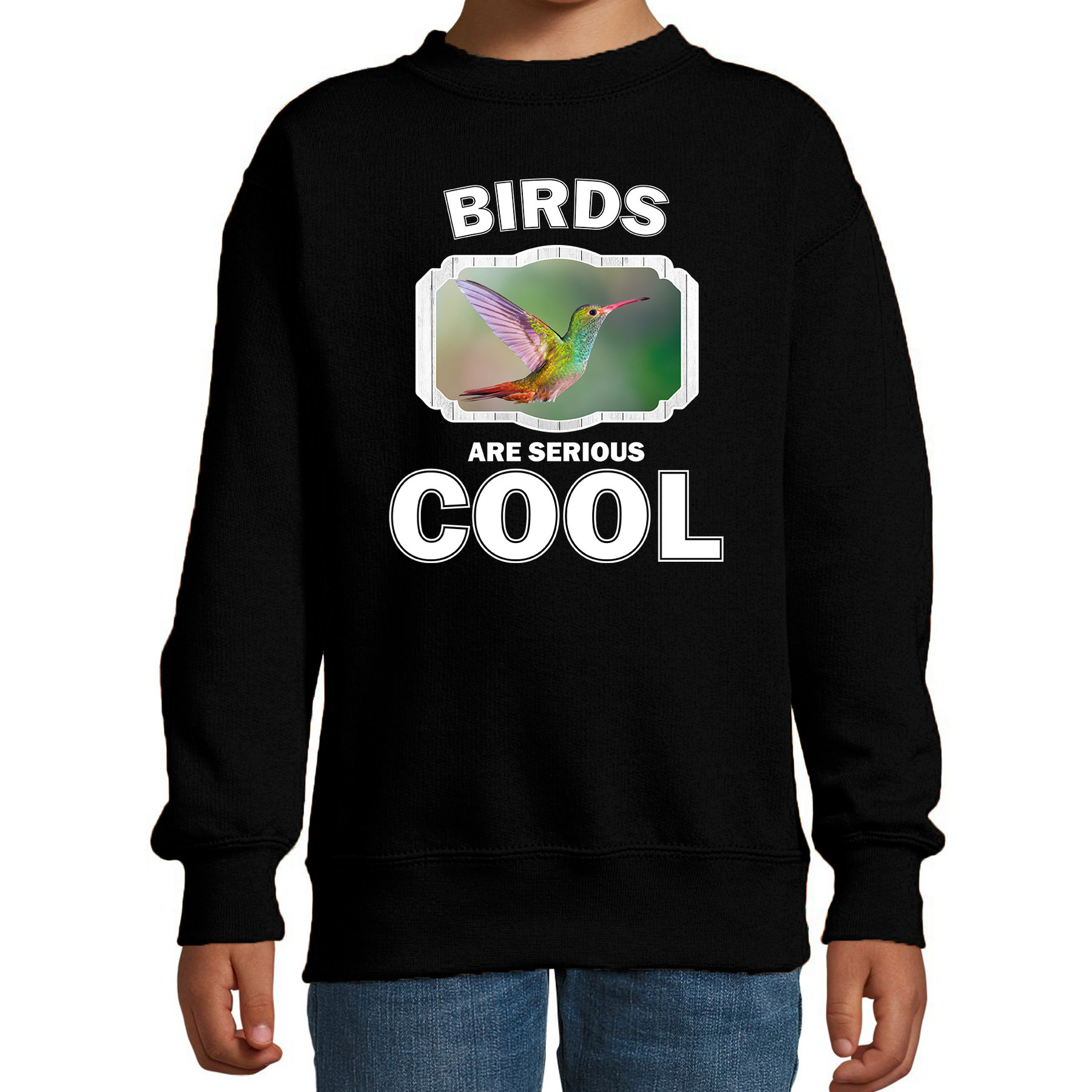 Dieren kolibrie vogel sweater zwart kinderen birds are cool trui jongens en meisjes