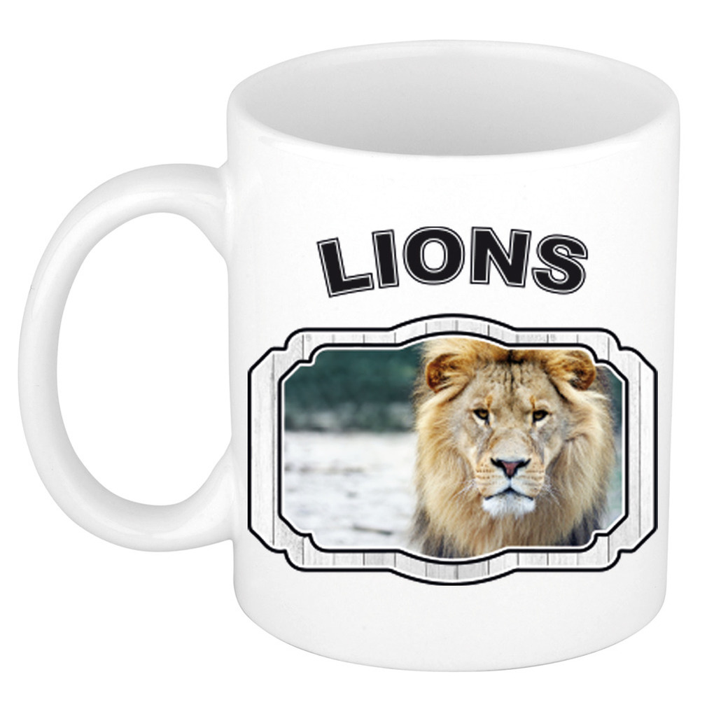 Dieren leeuw beker lions- leeuwen mok wit 300 ml