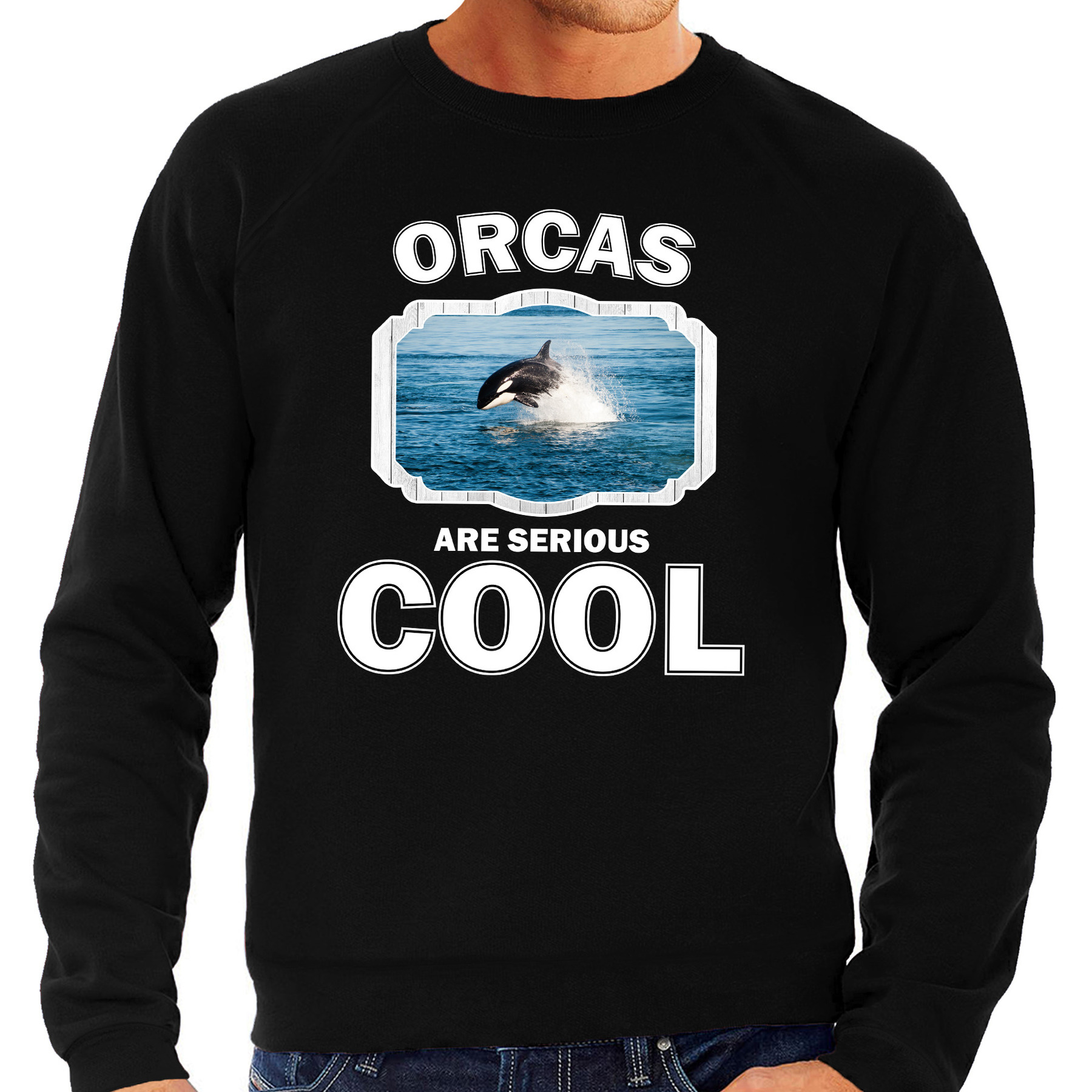 Dieren orka sweater zwart heren orcas are cool trui