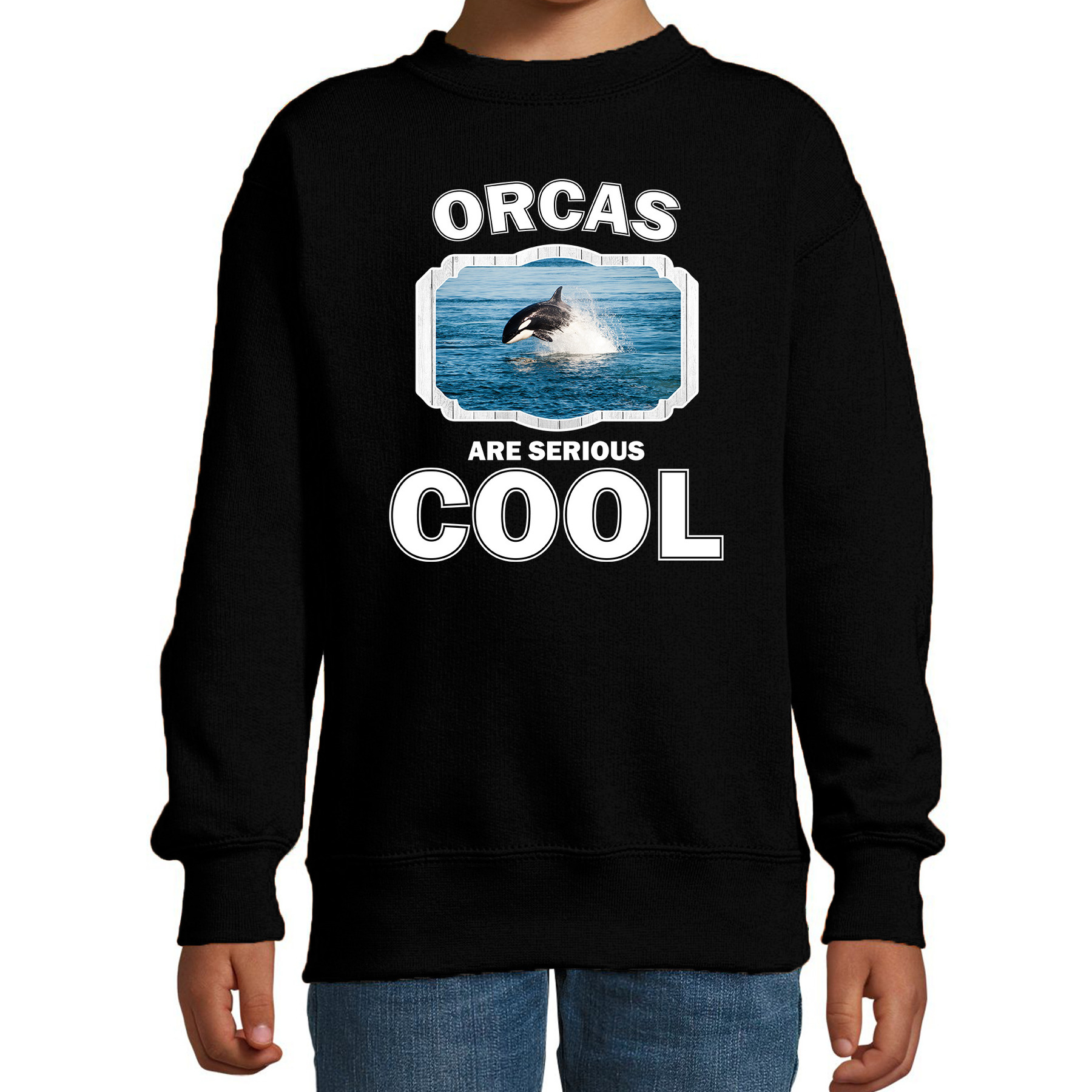 Dieren orka sweater zwart kinderen orcas are cool trui jongens en meisjes