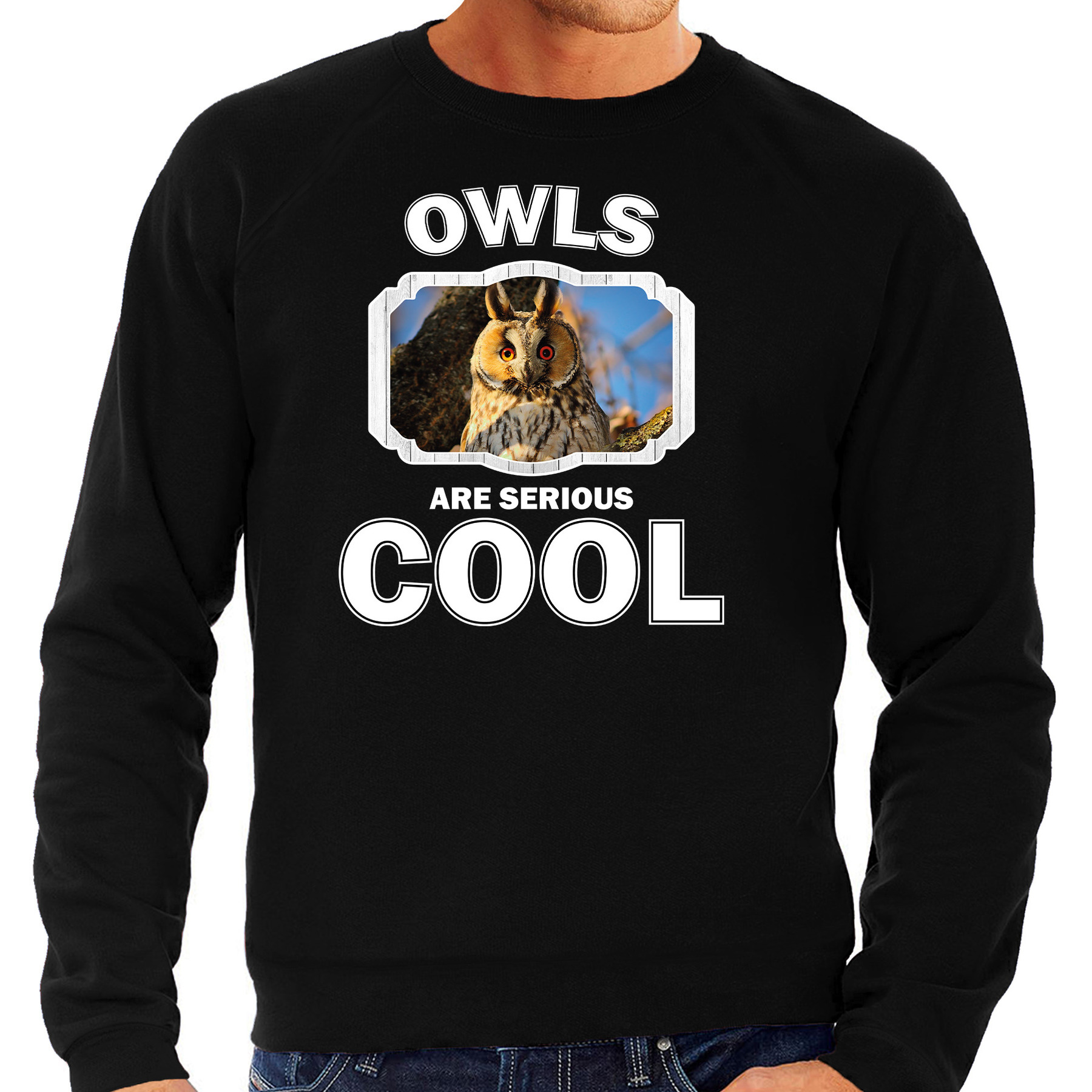 Dieren ransuil sweater zwart heren owls are cool trui