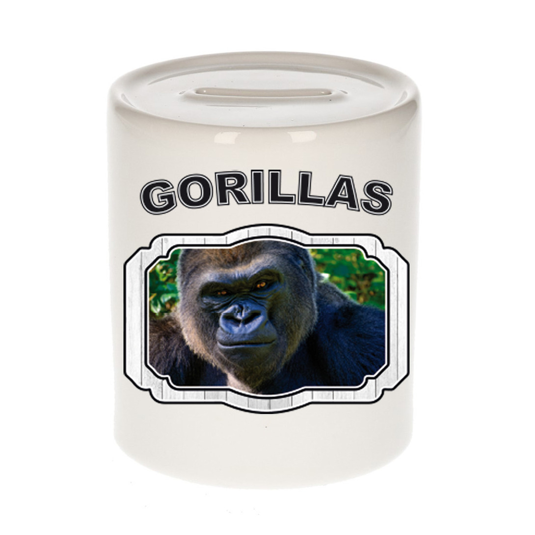 Dieren stoere gorilla spaarpot gorillas- gorilla apen spaarpotten kinderen 9 cm
