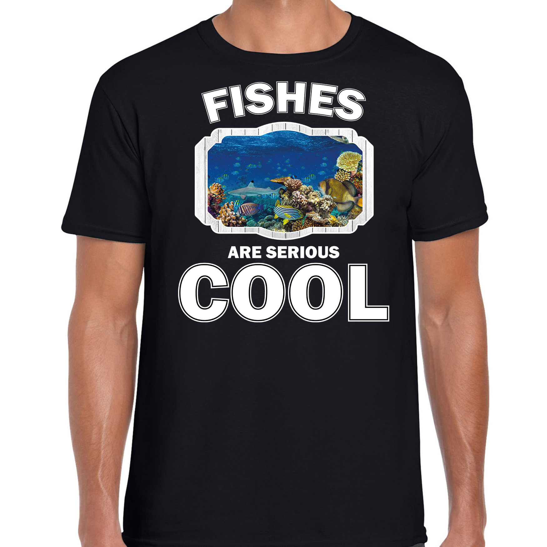 Dieren vis t-shirt zwart heren fishes are cool shirt