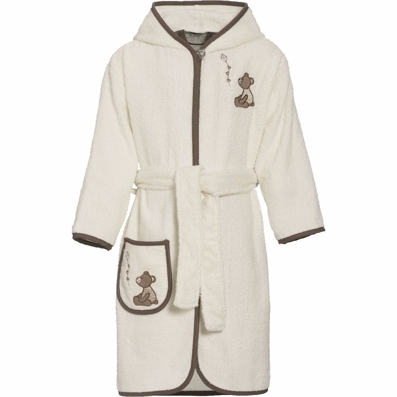 Dierenprint badjas beige beer/beren voor jongens/meisjes/kinderen