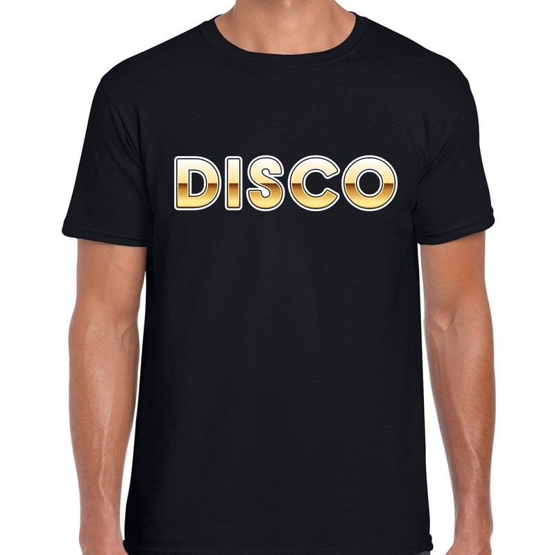 Disco tekst t-shirt-outfit zwart voor heren