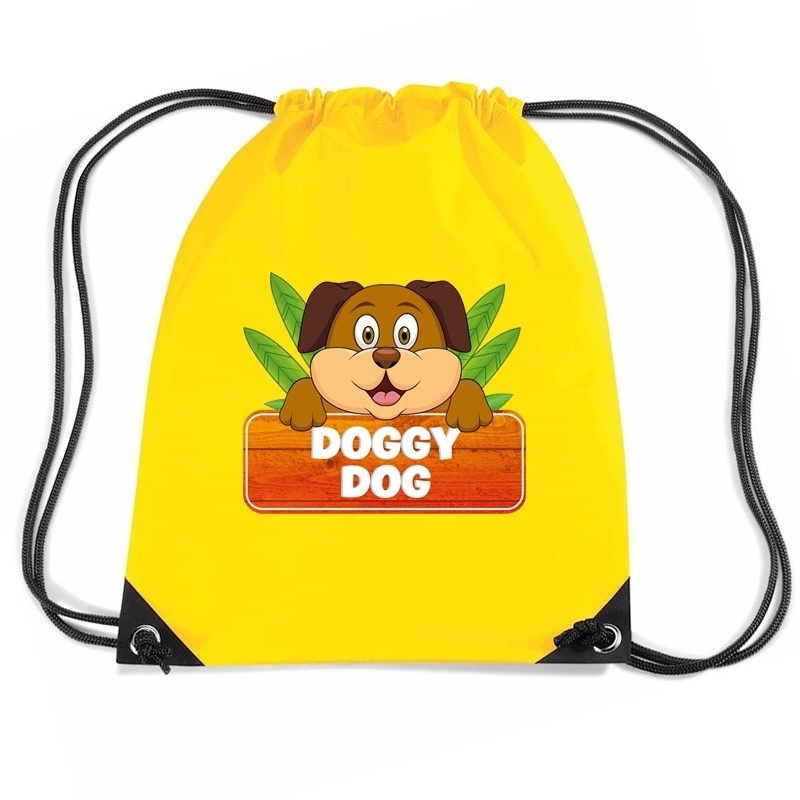 Doggy Dog de hond rugtas-gymtas geel voor kinderen