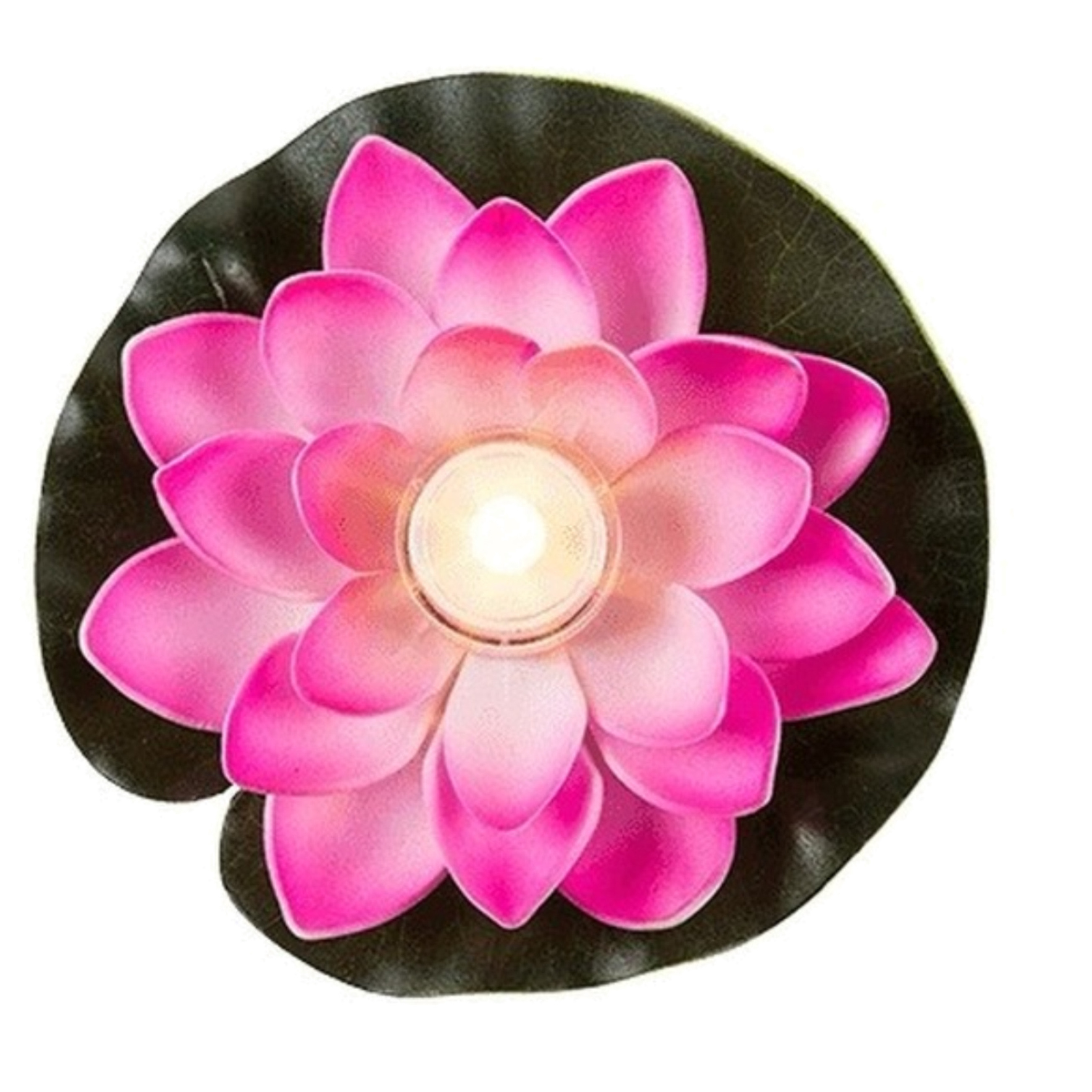 Drijfkaars LED-licht roze waterlelies 13 cm
