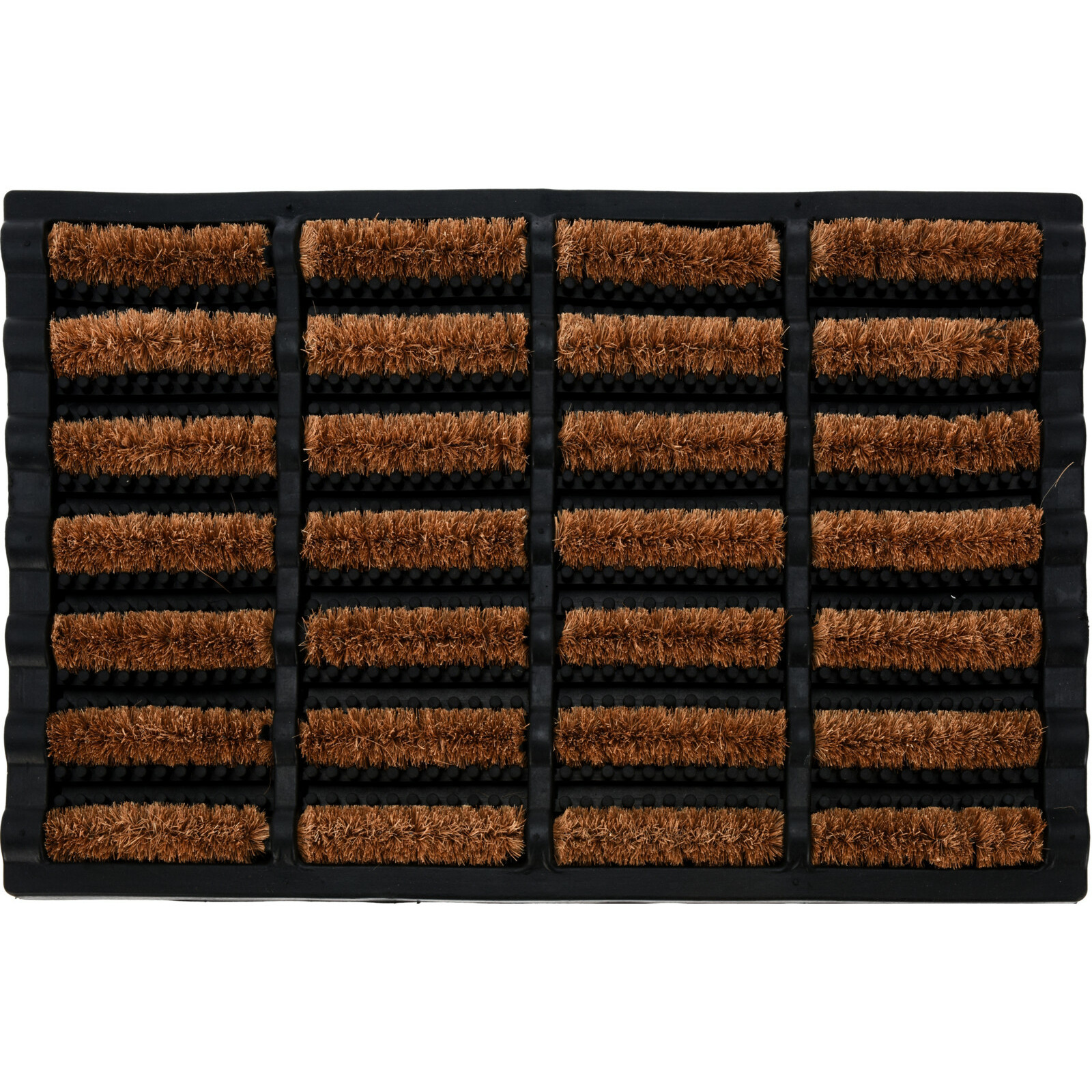 Droogloopmat-deurmat voor binnen-buiten zwart rubber-kokos 40 x 60 cm