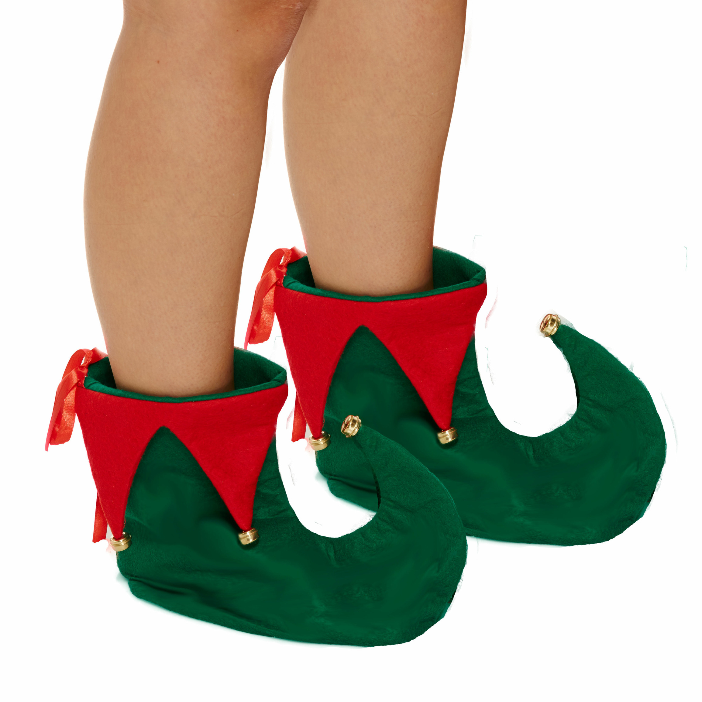 Elfen schoenen groen-rood voor volwassenen one size kerstelf