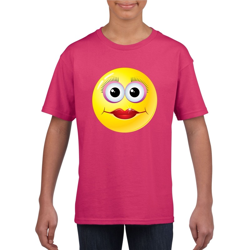 Emoticon t-shirt diva roze kinderen