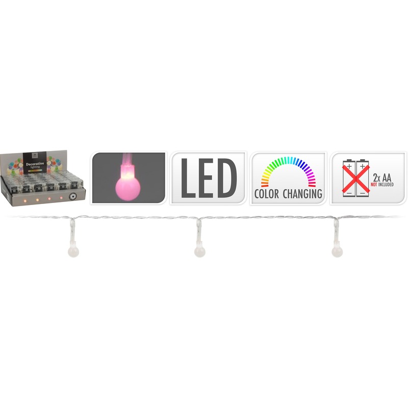 Feest gekleurde bolletjes LED verlichting lichtsnoer 200 cm