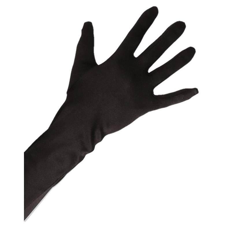 Feest handschoenen satijn zwart lang voor volwassenen