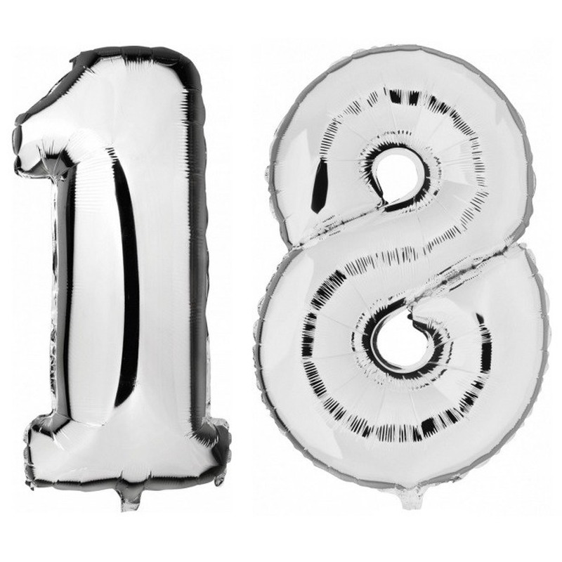 Feestartikelen zilveren folie ballonnen 18 jaar decoratie