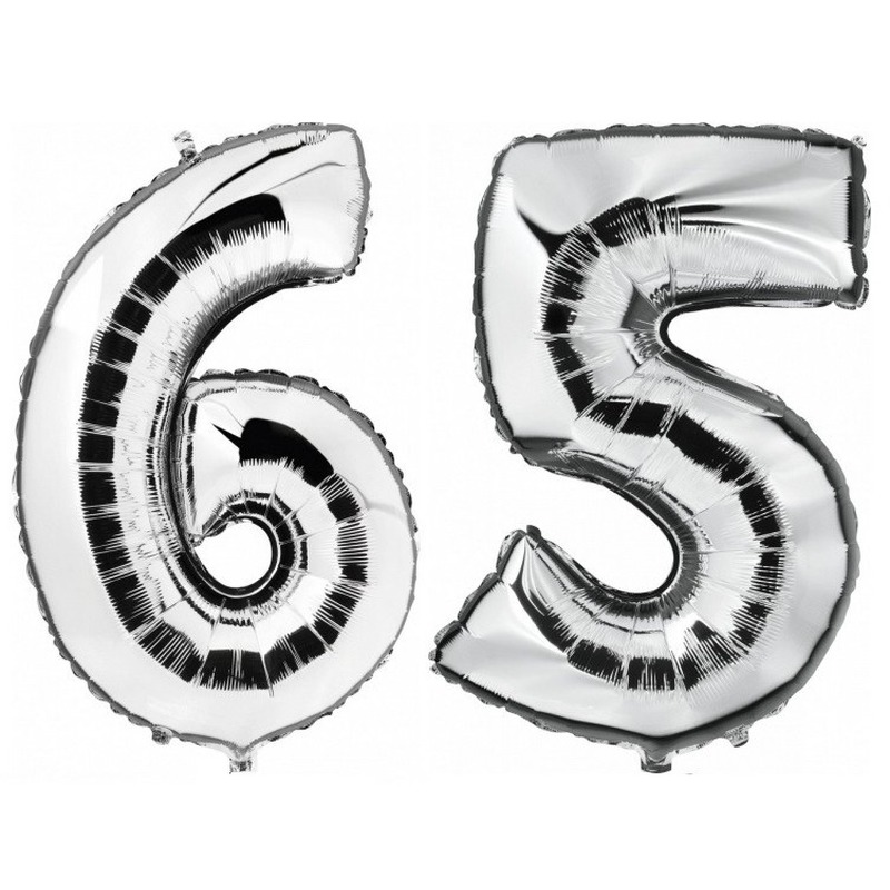Feestartikelen zilveren folie ballonnen 65 jaar decoratie