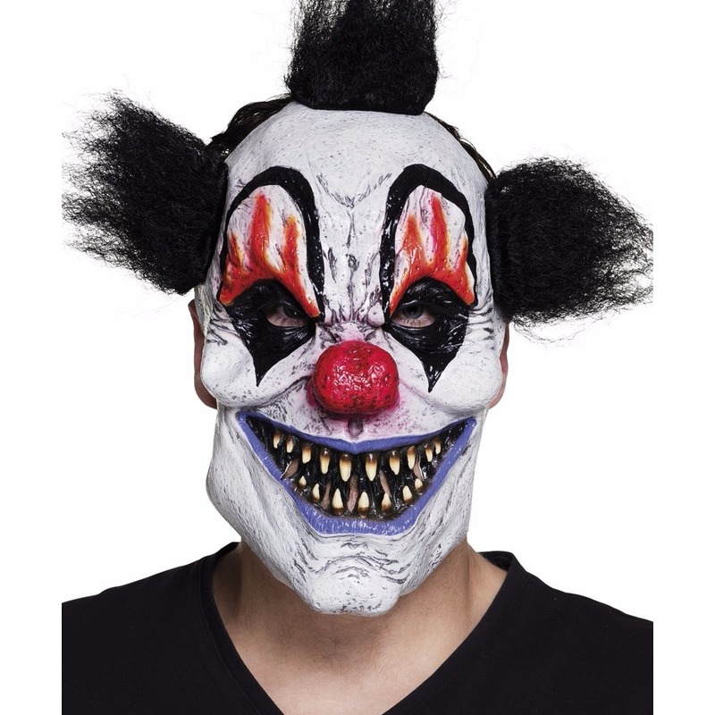 Feestmasker Halloween clown met zwart haar