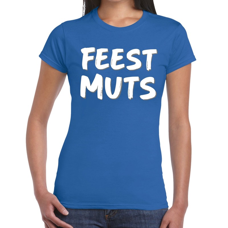 Feestmuts fun t-shirt blauw dames
