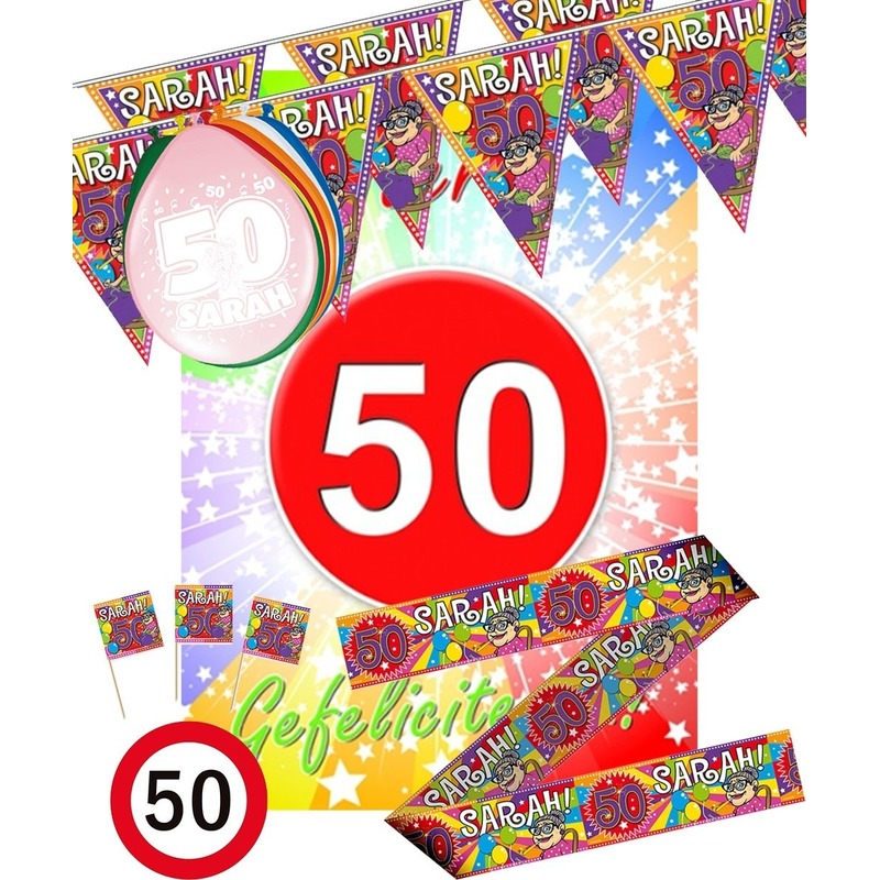 Feestpakket 50 jaar-Sarah thema M feestdecoraties
