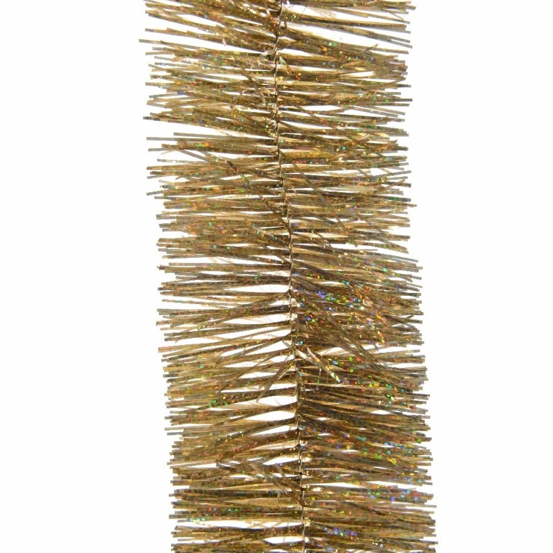 Feestversiering folie slinger glitter goud 7,5 x 270 cm kunststof-plastic feestversiering