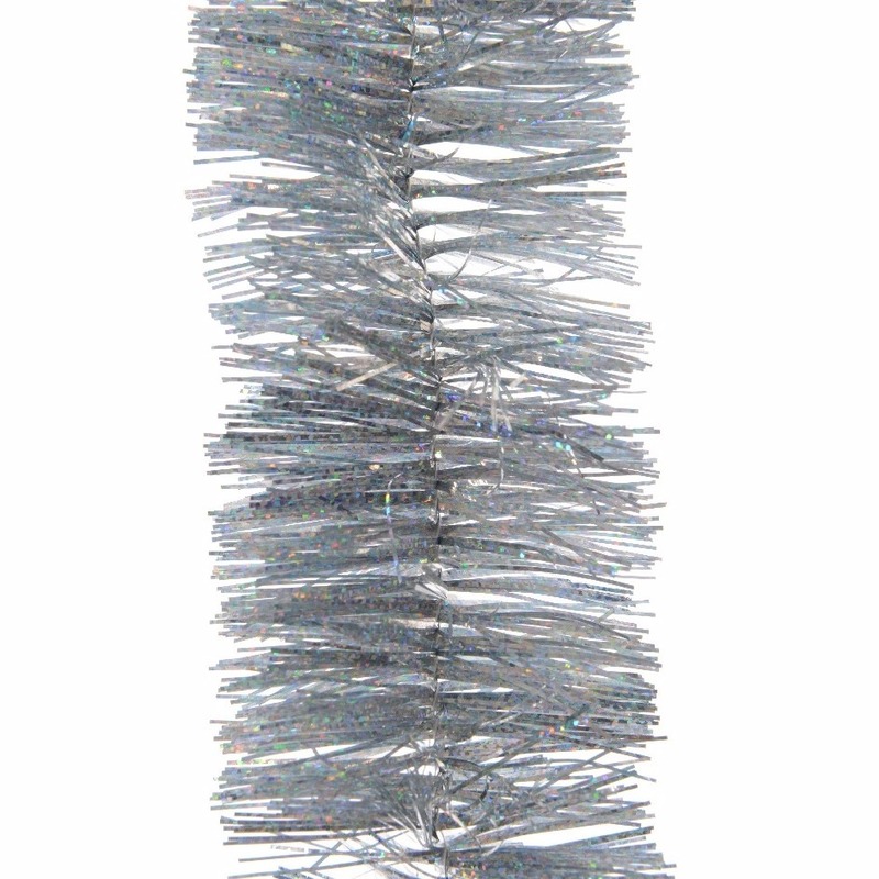 Feestversiering folie slinger glitter zilver 7,5 x 270 cm kunststof-plastic feestversiering