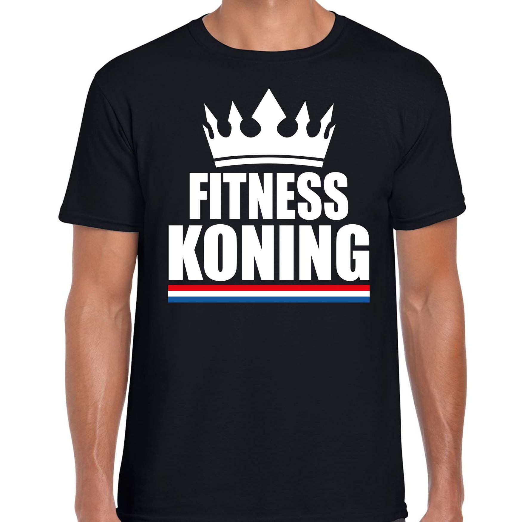 Fitness koning t-shirt zwart heren Sport-hobby shirts