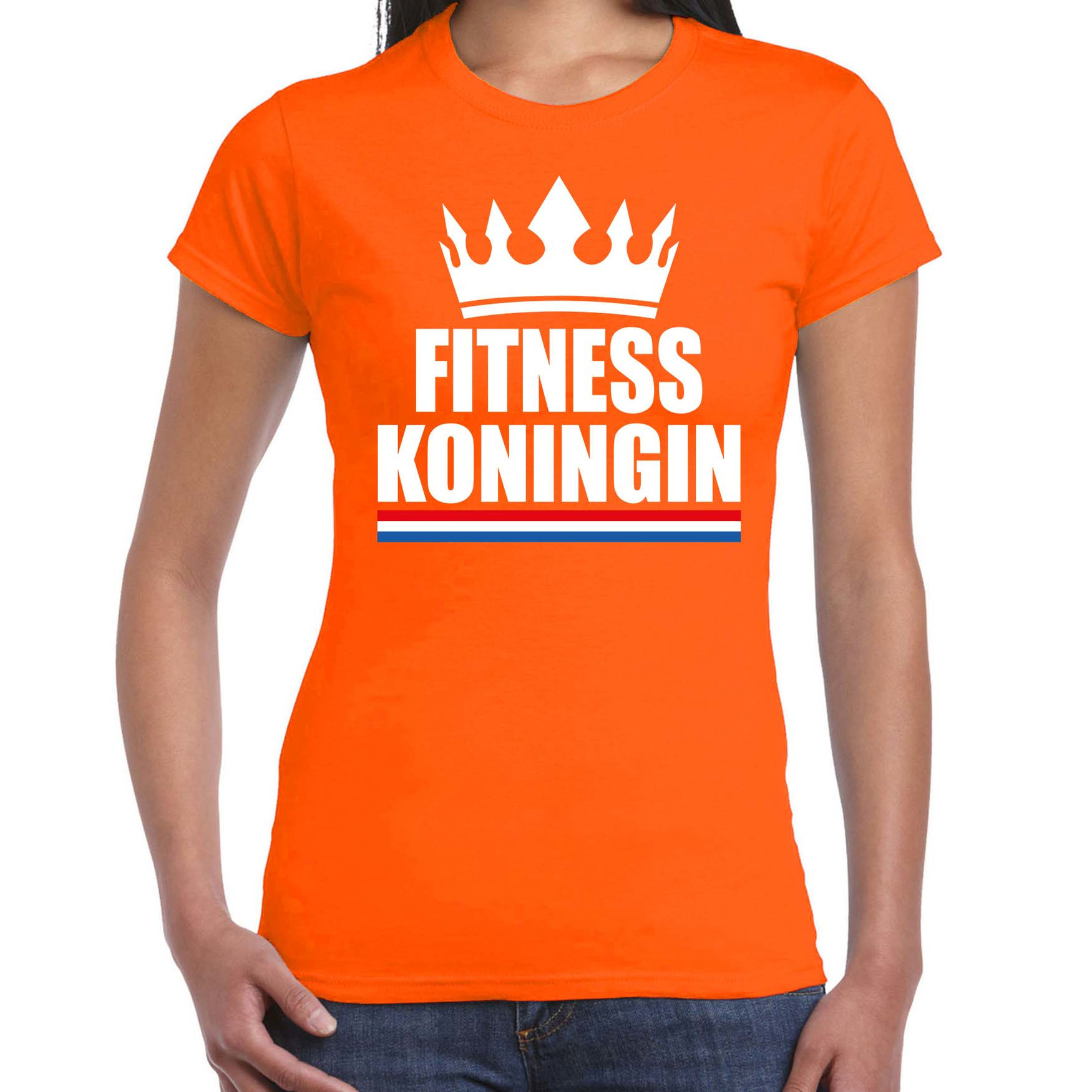 Fitness koningin t-shirt oranje dames Sport-hobby shirts