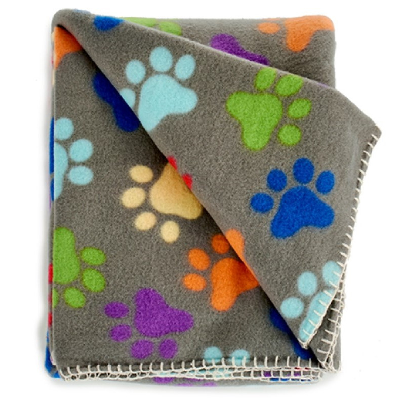 Fleece deken voor huisdieren met pootafdrukken print 125 x 157 cm gekleurd