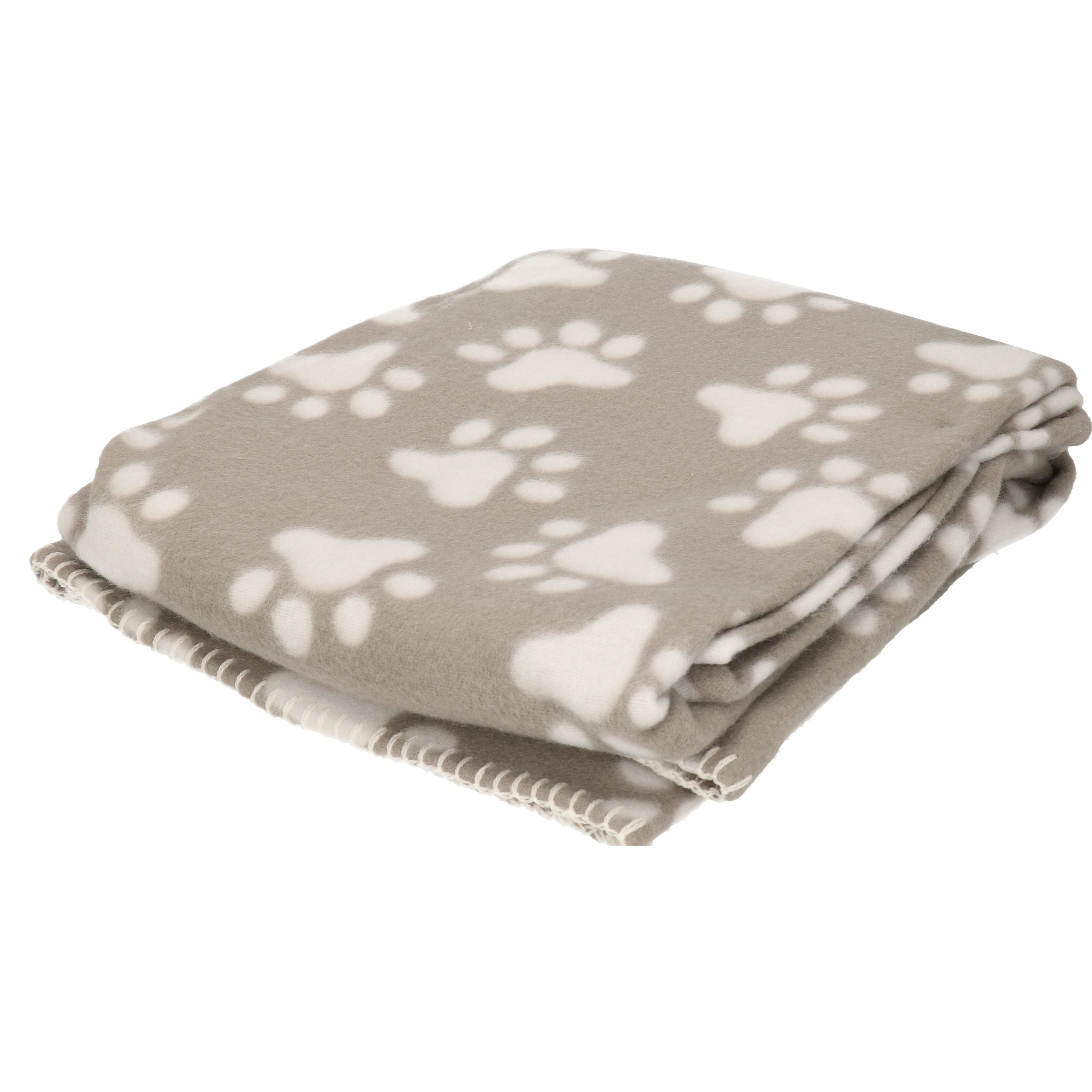 Fleece deken voor huisdieren met pootafdrukken print 125 x 157 cm grijs-wit
