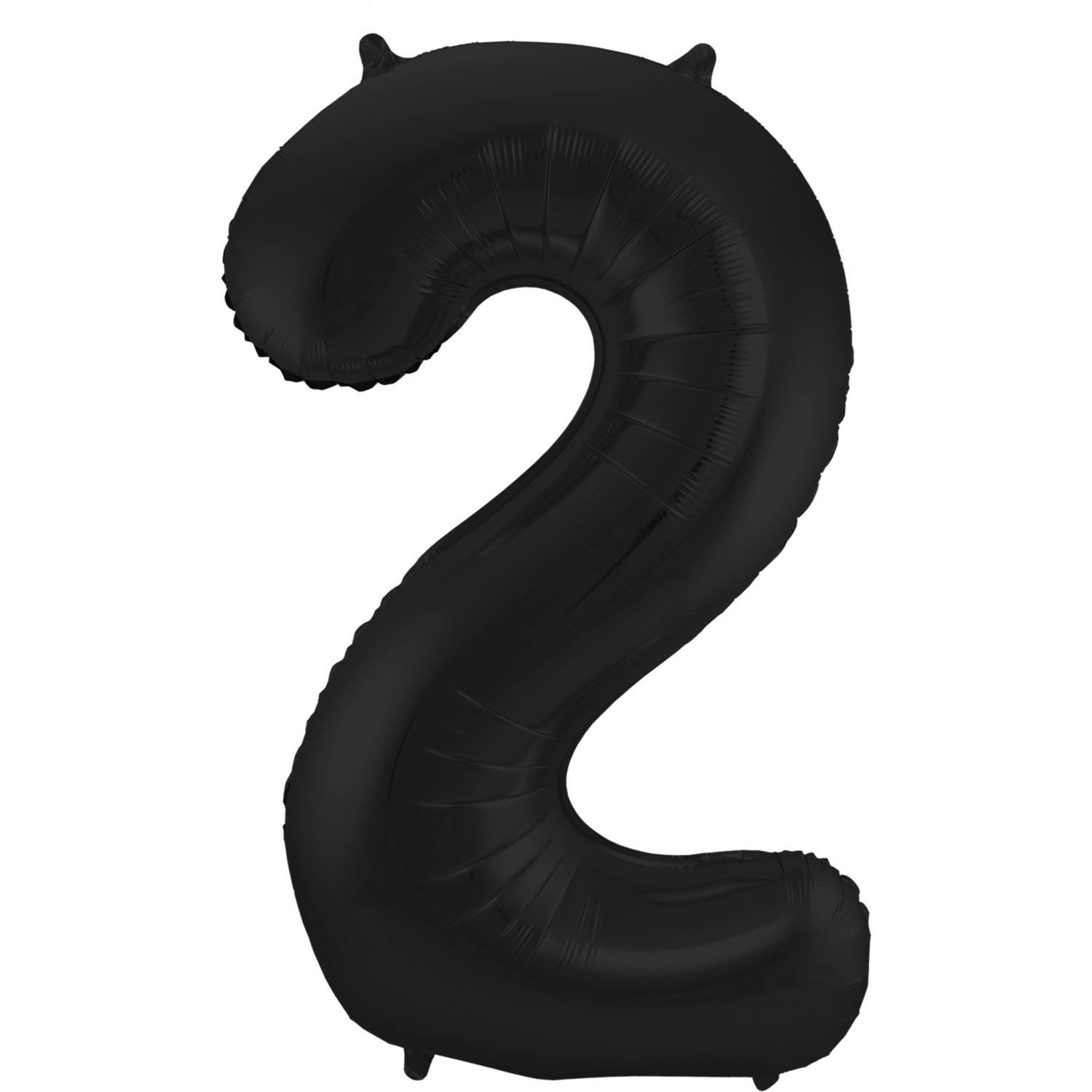 Folie ballon van cijfer 2 in het zwart 86 cm
