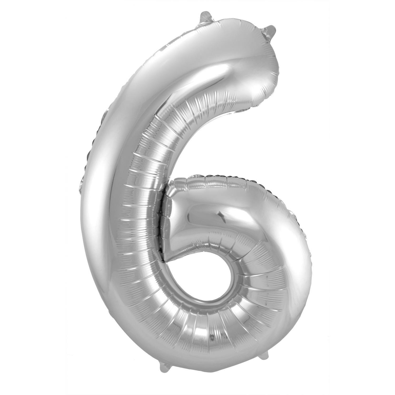 Folie ballon van cijfer 6 in het zilver 86 cm
