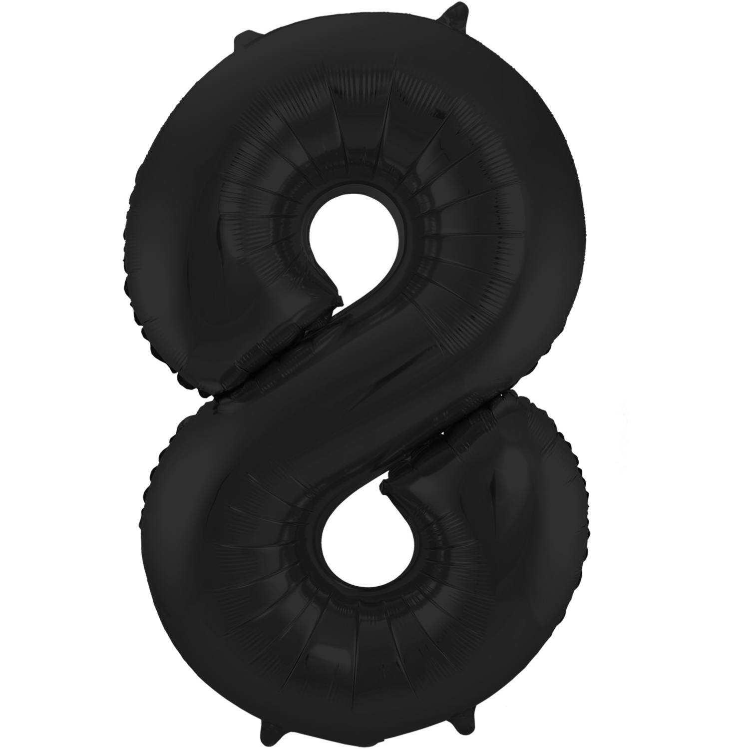 Folie ballon van cijfer 8 in het zwart 86 cm