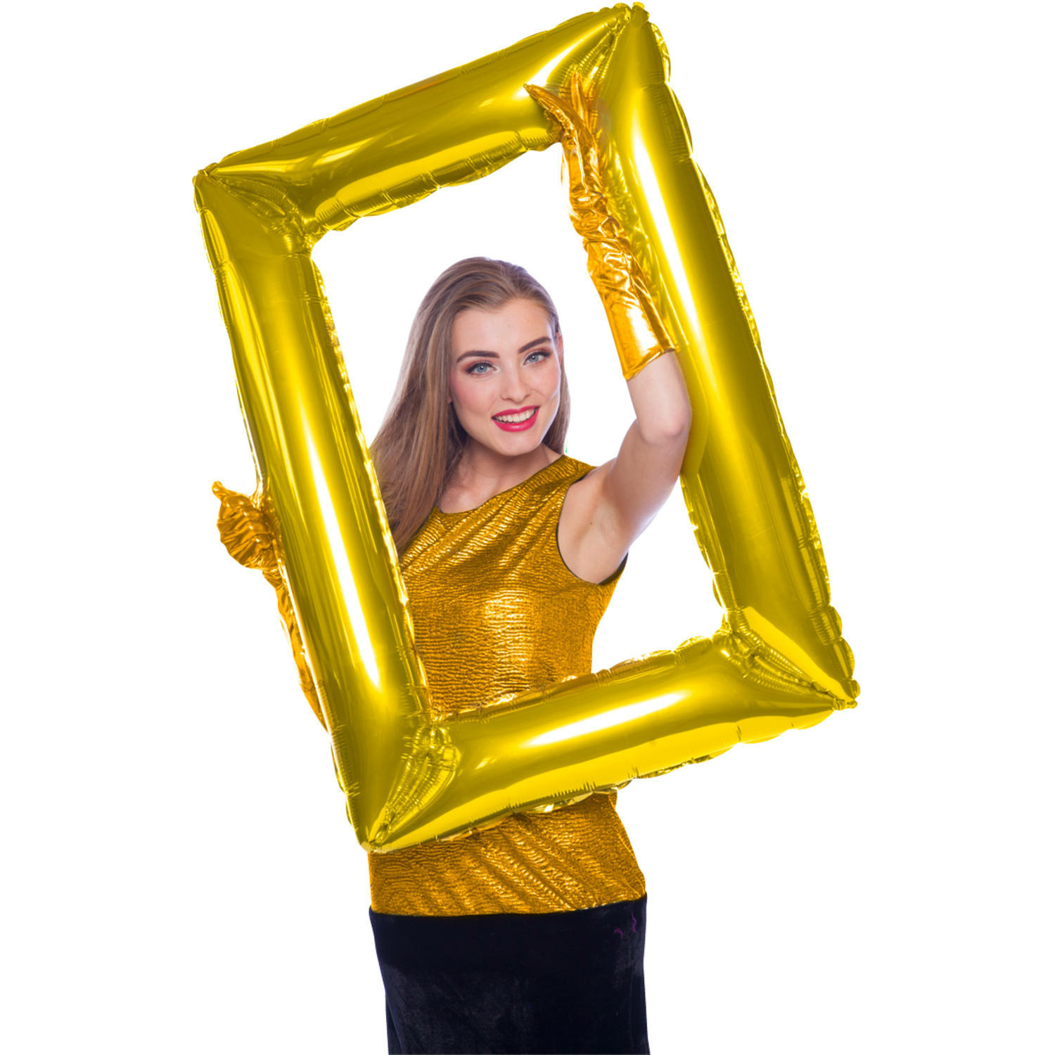 Foto Frame rechthoek goud 85 x 60 cm opblaasbaar-folie ballon photo prop