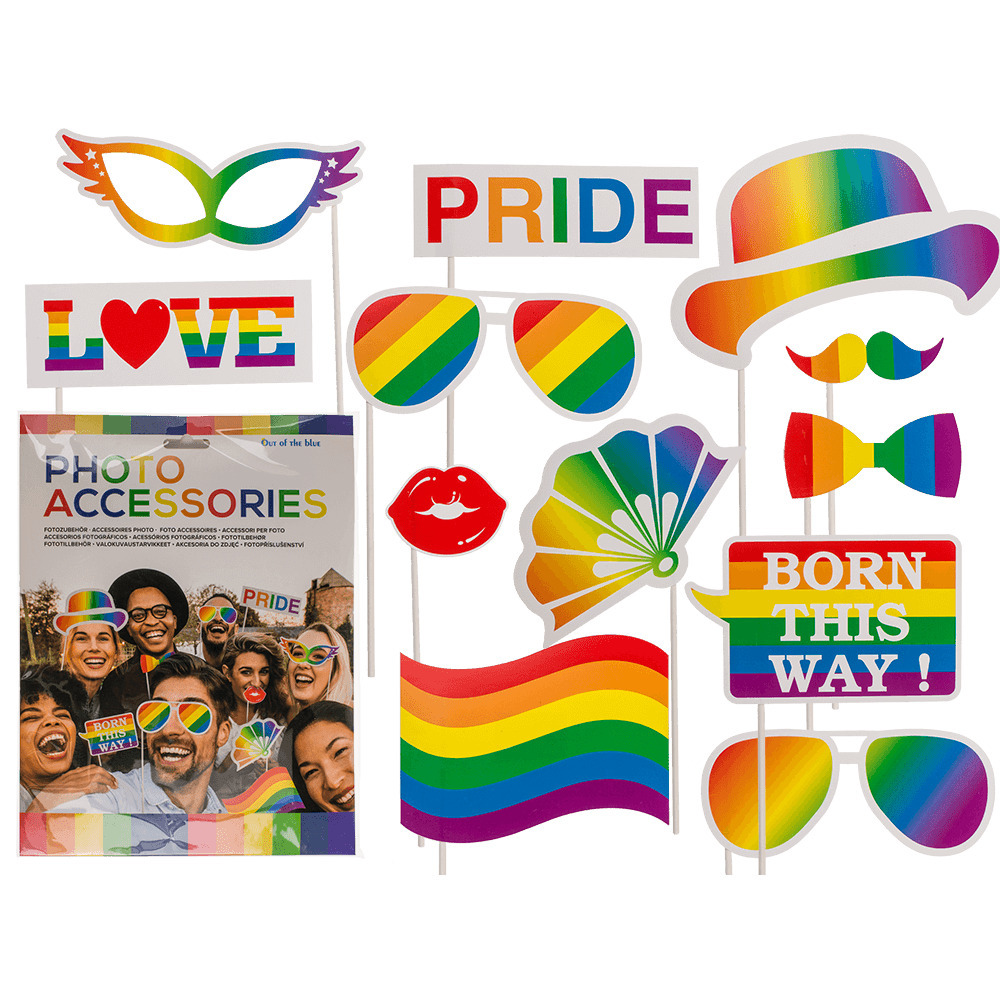 Foto props setje van 12x stuks Gay Pride-Regenboog thema kleuren Verkleed artikelen