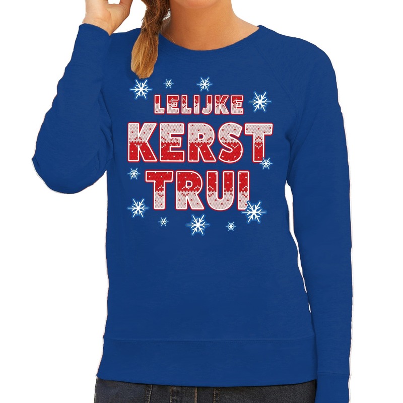 Foute kersttrui-sweater Lelijke kerst trui blauw voor dames