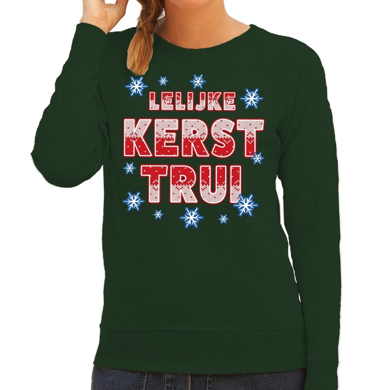 Foute kersttrui-sweater Lelijke kerst trui groen voor dames