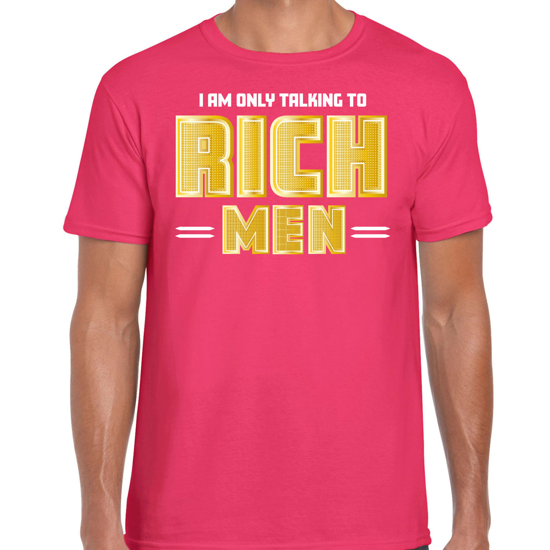 Foute party t-shirt voor heren Gold digger roze carnaval-themafeest