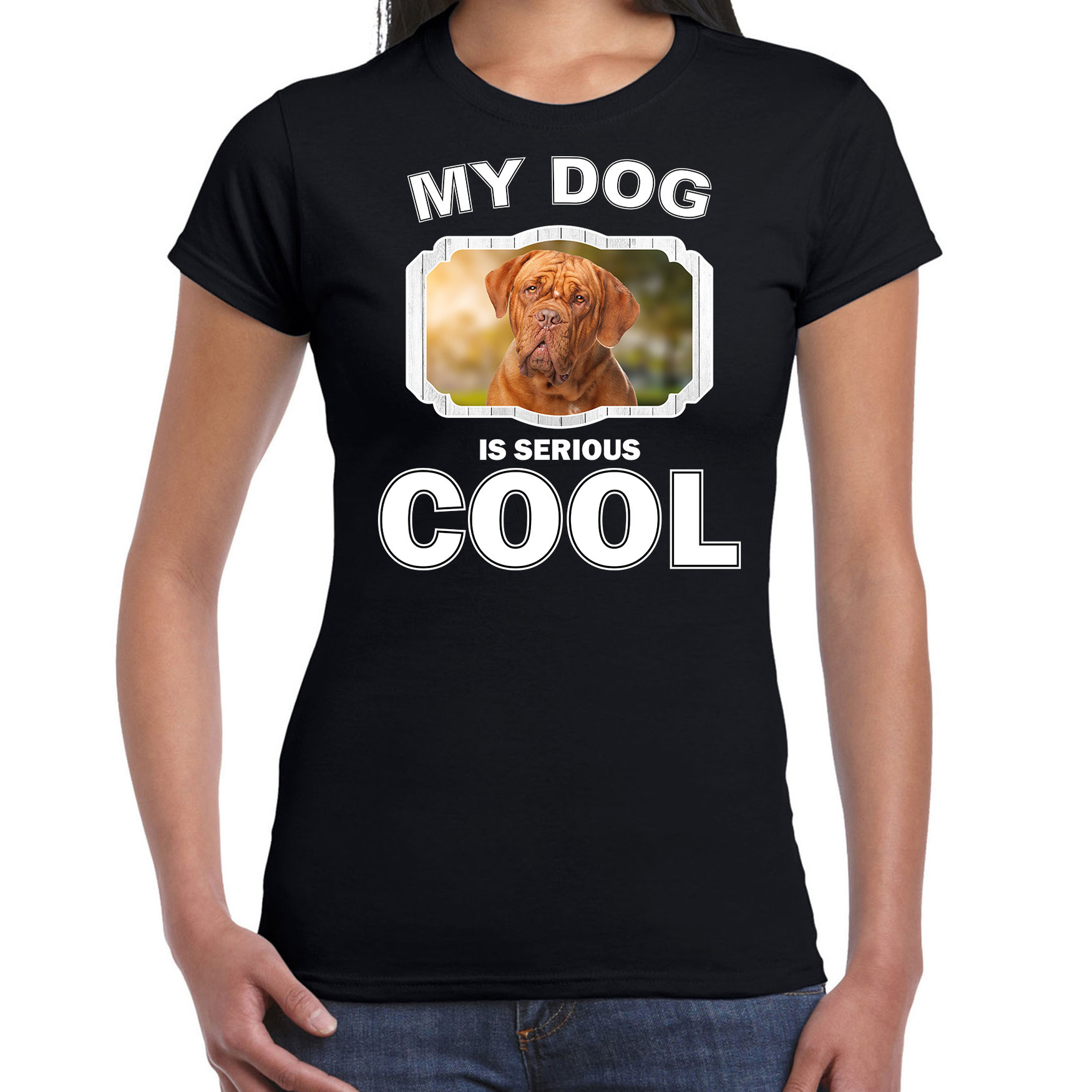 Franse mastiff honden t-shirt my dog is serious cool zwart voor dames