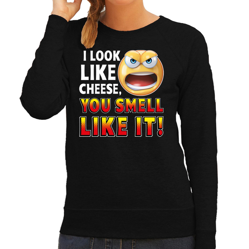 Funny emoticon sweater I look like cheese you smell like it zwar