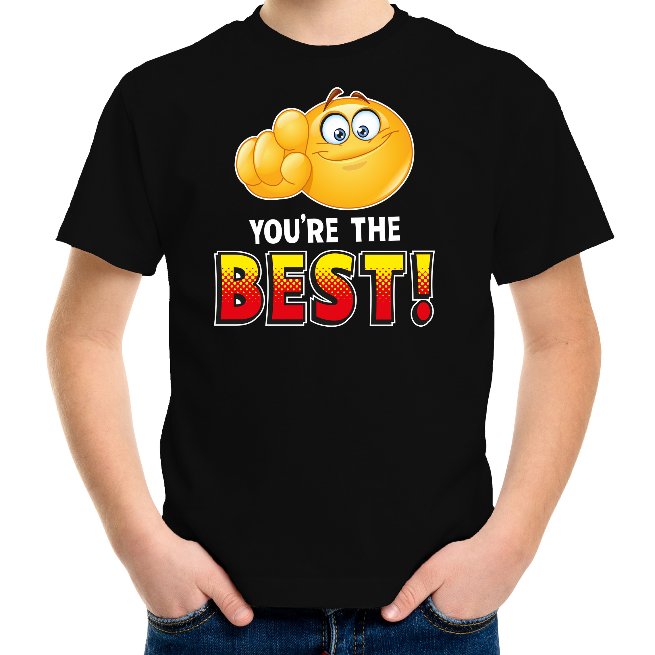 Funny emoticon t-shirt you are the best zwart voor kids