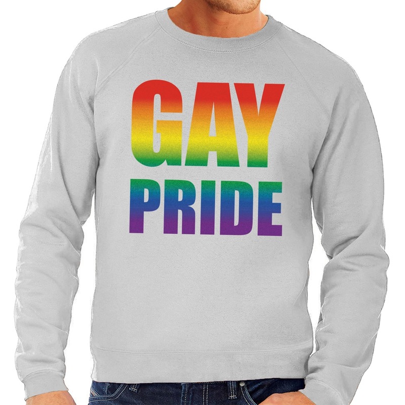 Gay pride regenboog sweater grijs voor heren