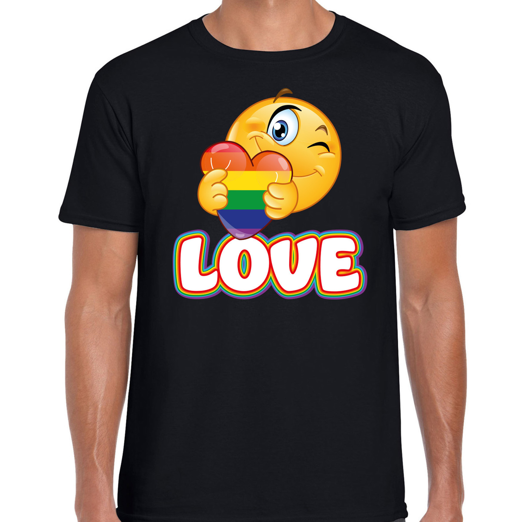 Gay Pride shirt love regenboog heren zwart