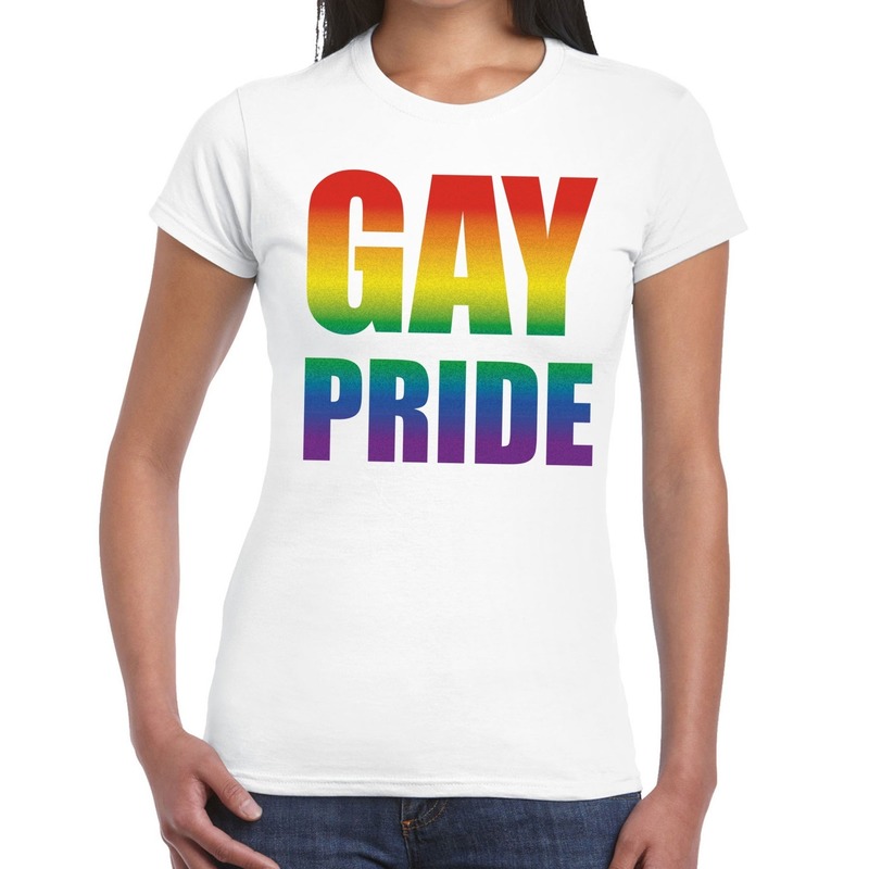 Gay pride t-shirt wit voor dames