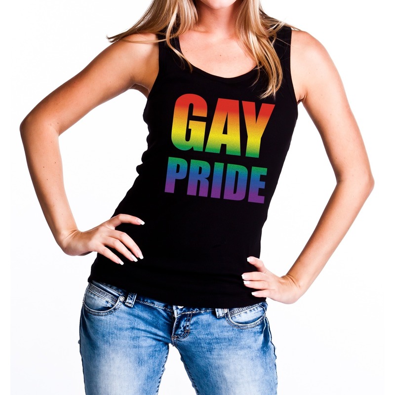 Gay pride tanktop-mouwloos shirt zwart voor dames