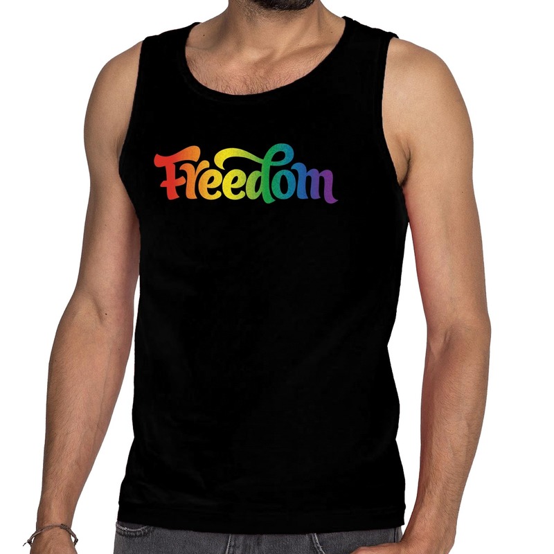 Gaypride freedom tanktop-mouwloos shirt zwart heren